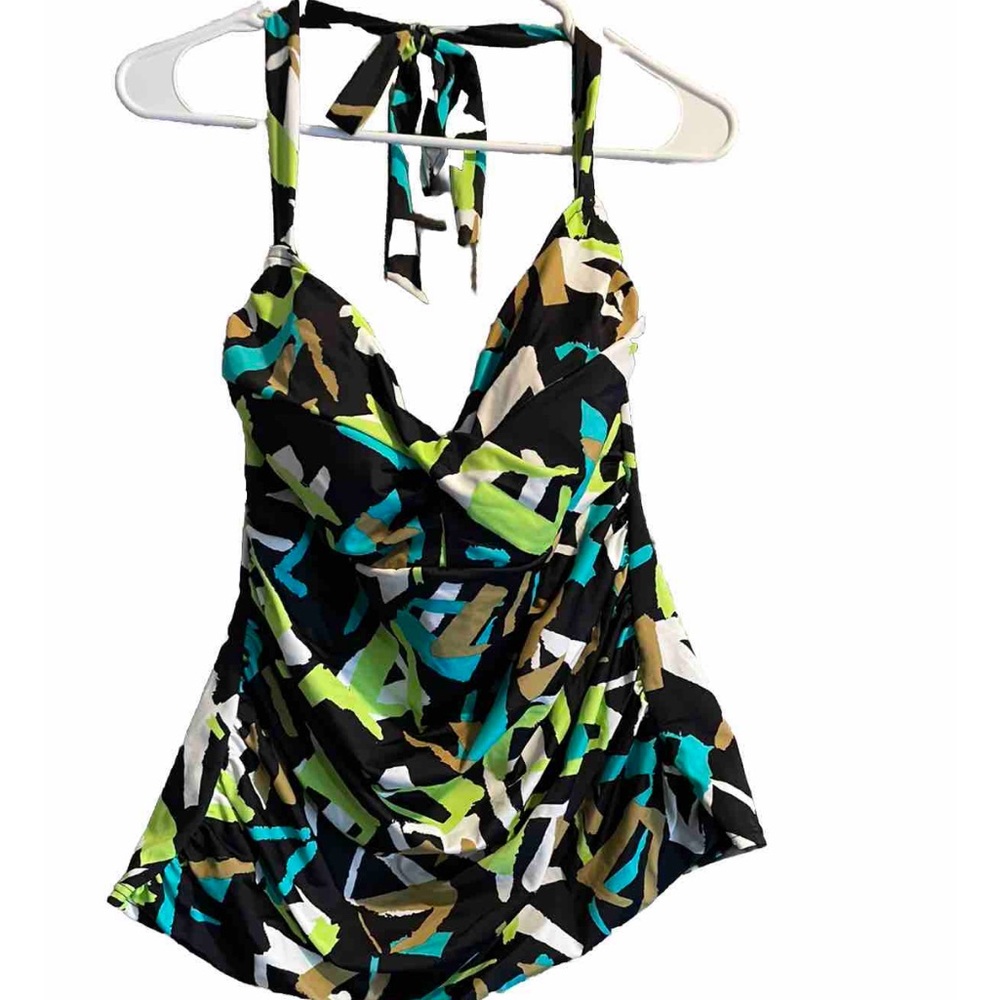 Upstream Womens Tankini Top Size 18w Multicolor 3303